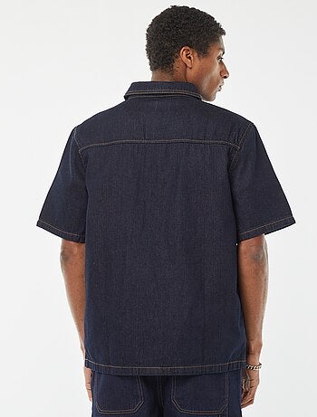 Camisa-casaco de ganga com bolso