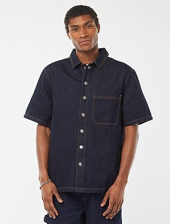 Camisa-casaco de ganga com bolso
