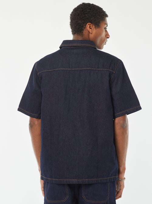 Camisa-casaco de ganga com bolso - Kiabi