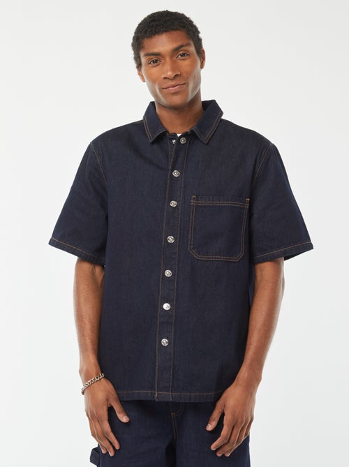 Camisa-casaco de ganga com bolso - Kiabi