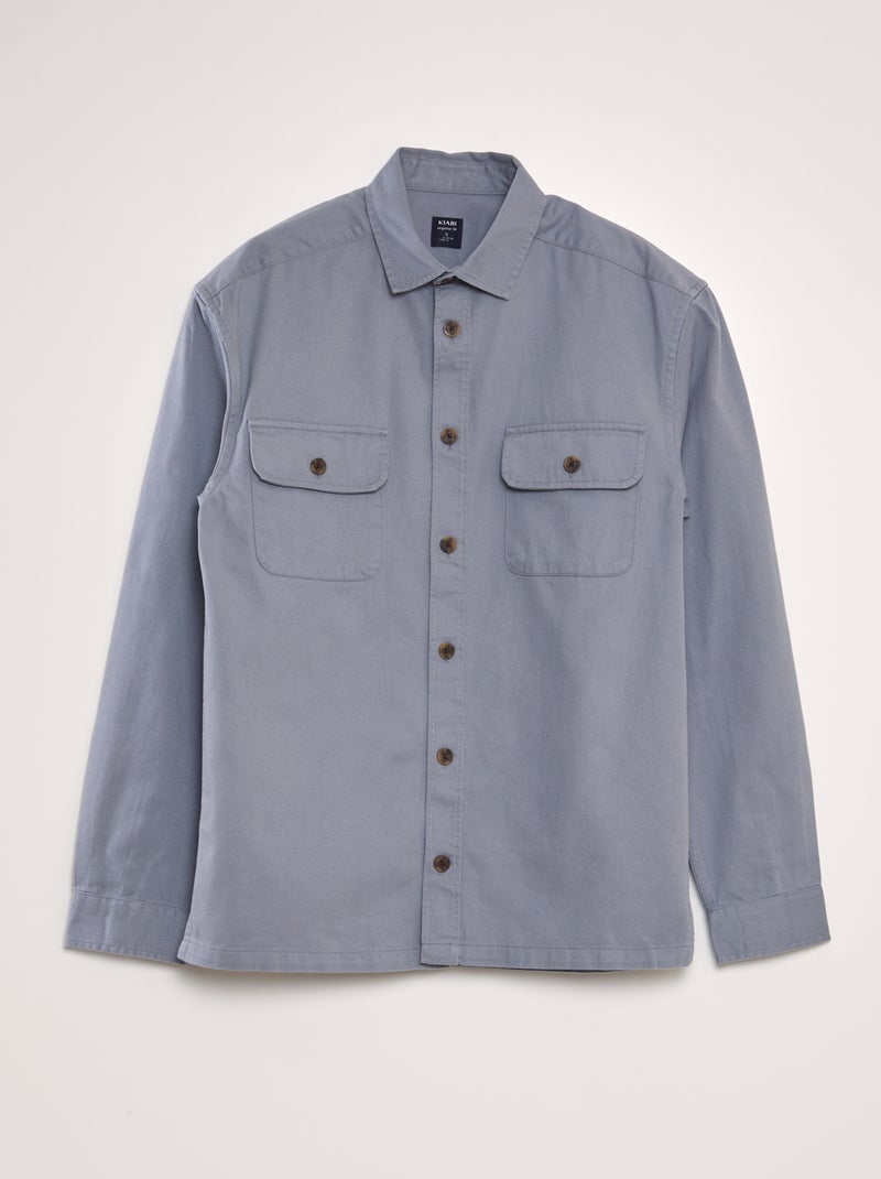 Camisa-casaco em algodão AZUL - Kiabi