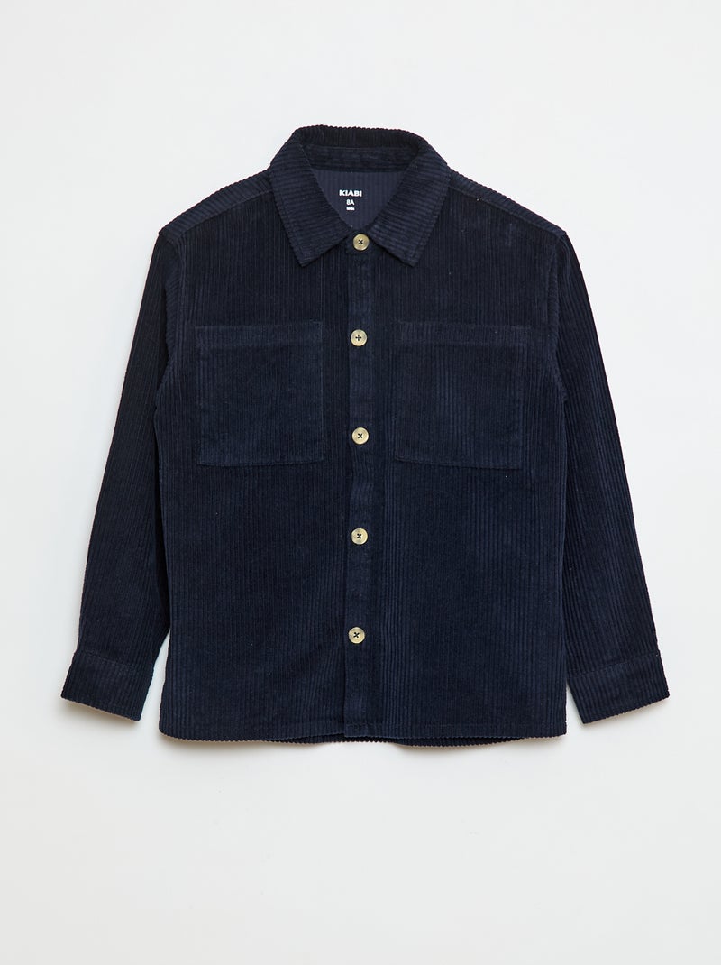 Camisa-casaco em bombazina Azul - Kiabi