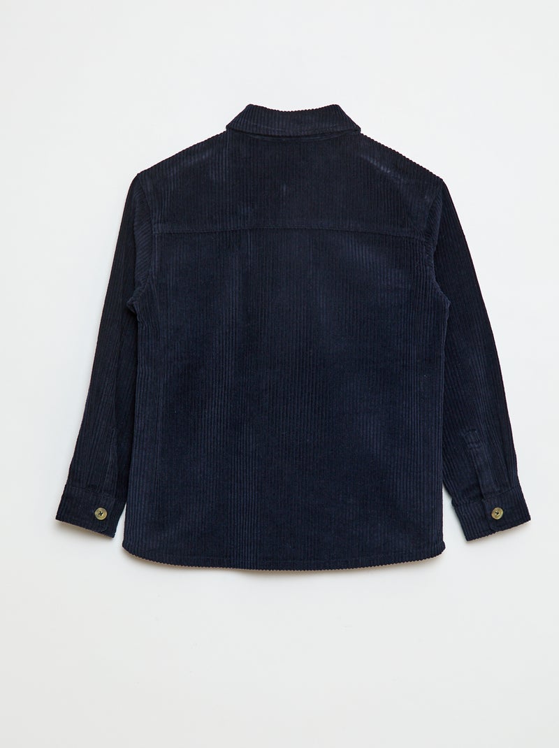 Camisa-casaco em bombazina Azul - Kiabi