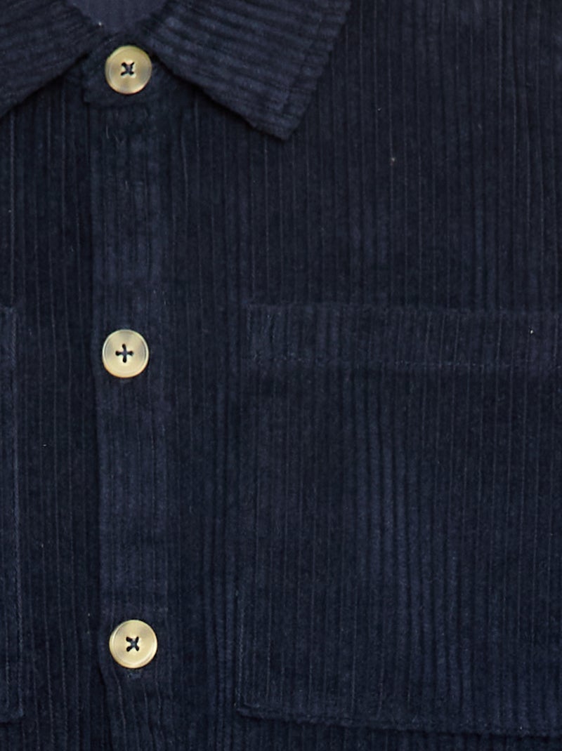 Camisa-casaco em bombazina Azul - Kiabi