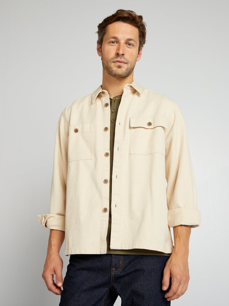 Camisa-casaco em sarja BRANCO - Kiabi