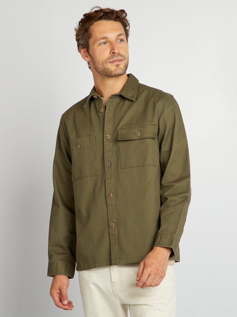 Camisa-casaco em sarja CAQUI - Kiabi