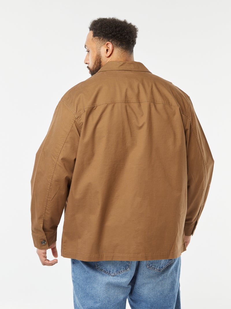 Camisa-casaco em sarja CASTANHO - Kiabi