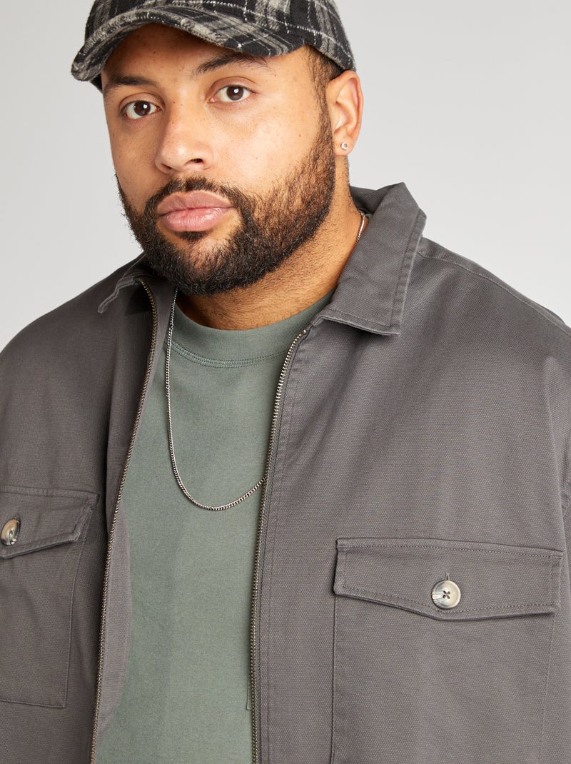 Camisa-casaco em sarja Cinza - Kiabi