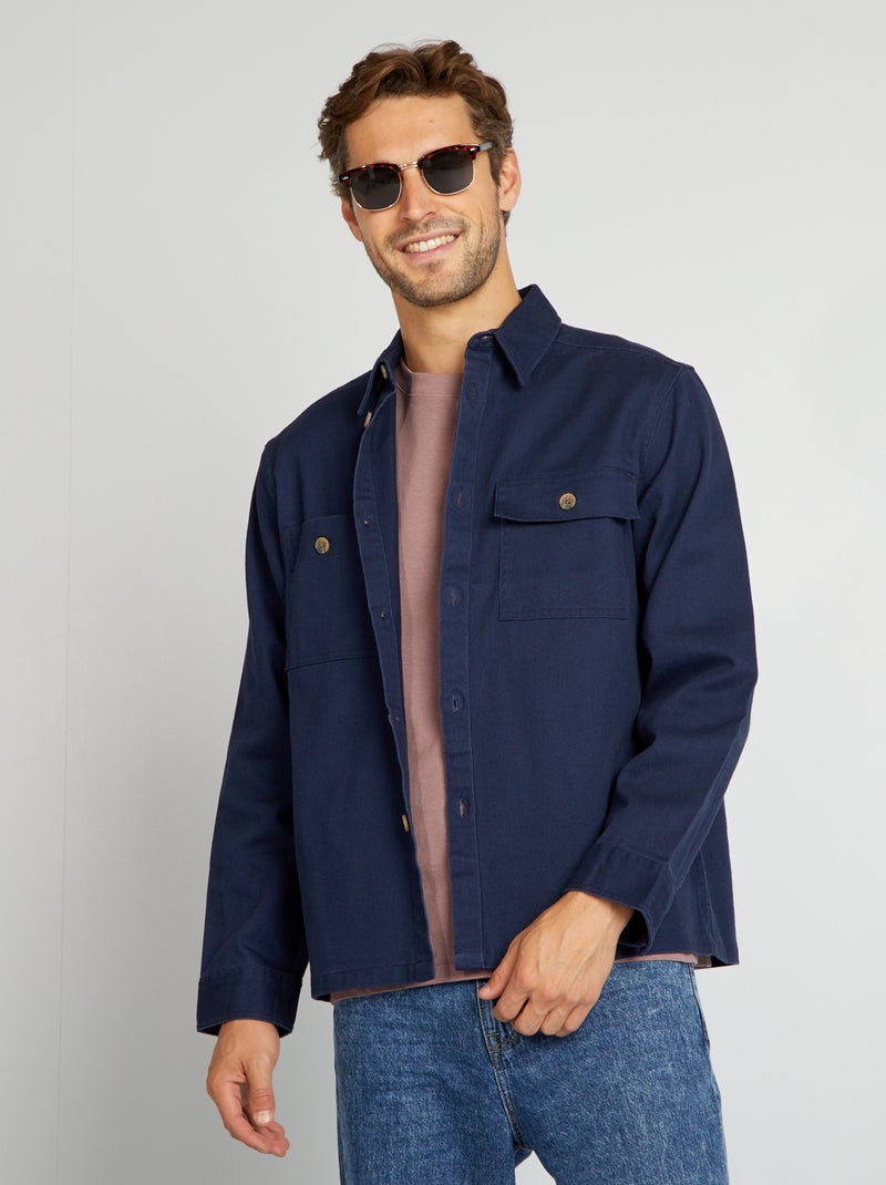 Camisa-casaco em sarja PRETO - Kiabi