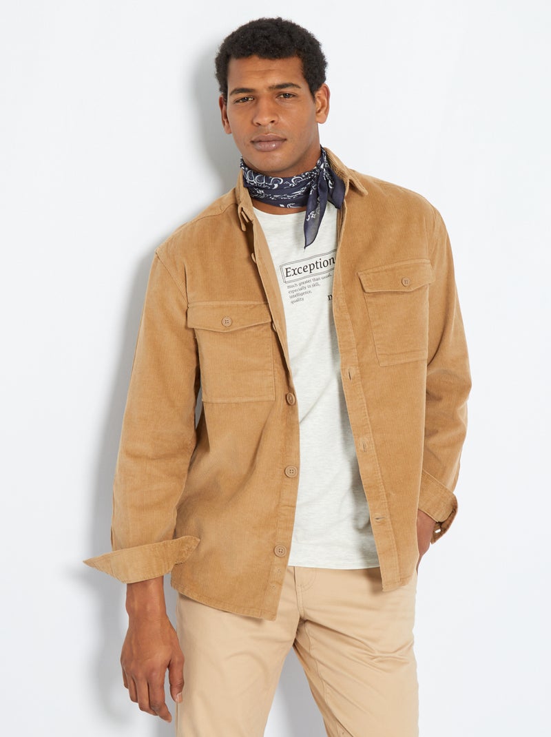 Camisa-casaco em veludo  - BEGE - Kiabi