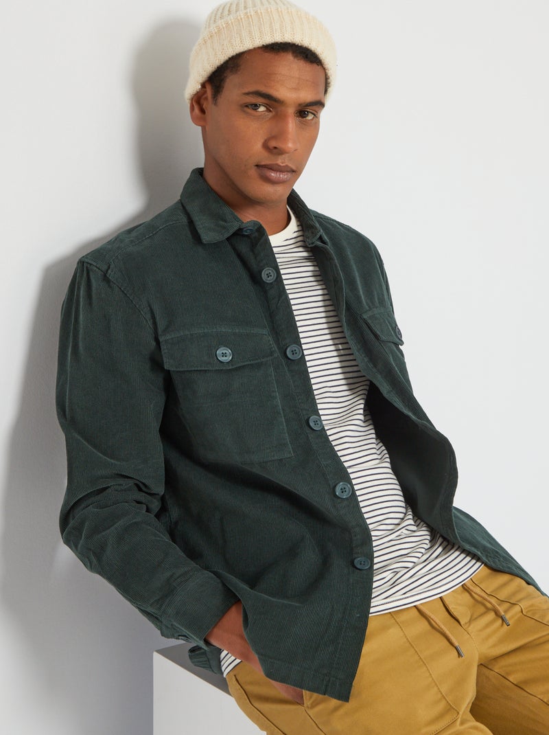 Camisa-casaco em veludo VERDE - Kiabi