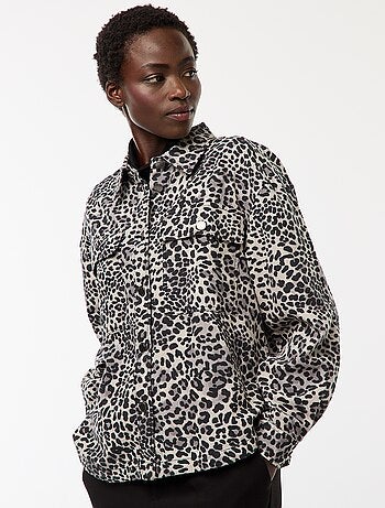 Camisa casaco leopardo de algodão 'JDY'