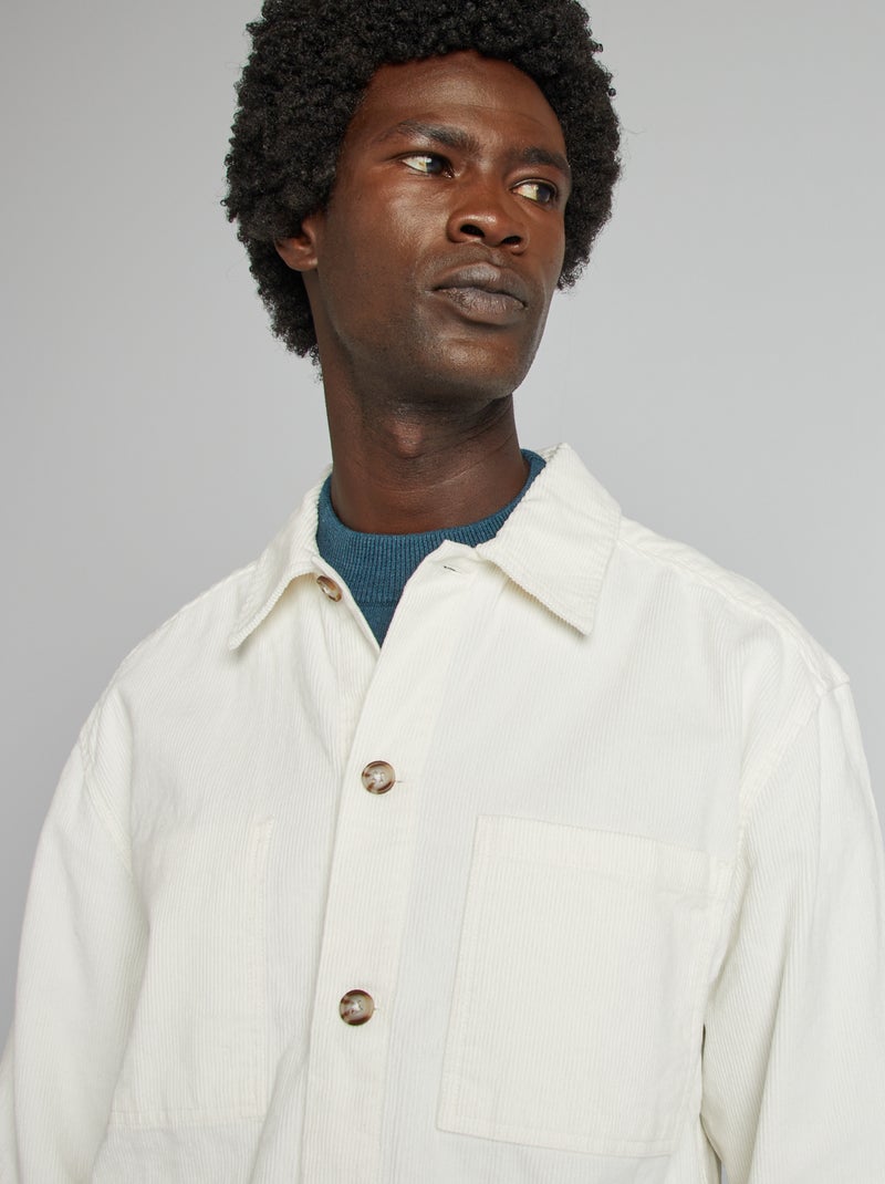 Camisa casaco regular em veludo BRANCO - Kiabi