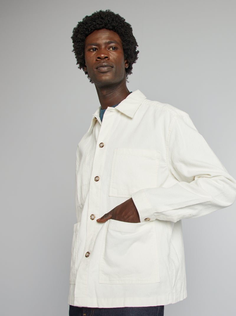 Camisa casaco regular em veludo BRANCO - Kiabi