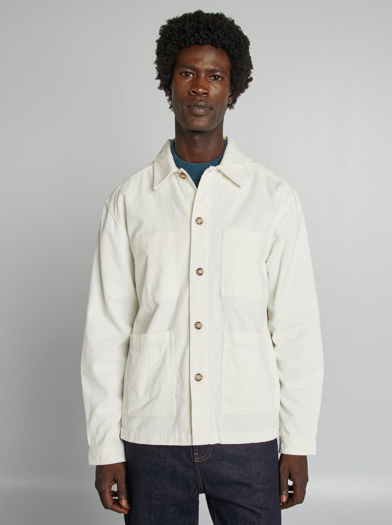 Camisa casaco regular em veludo BRANCO - Kiabi