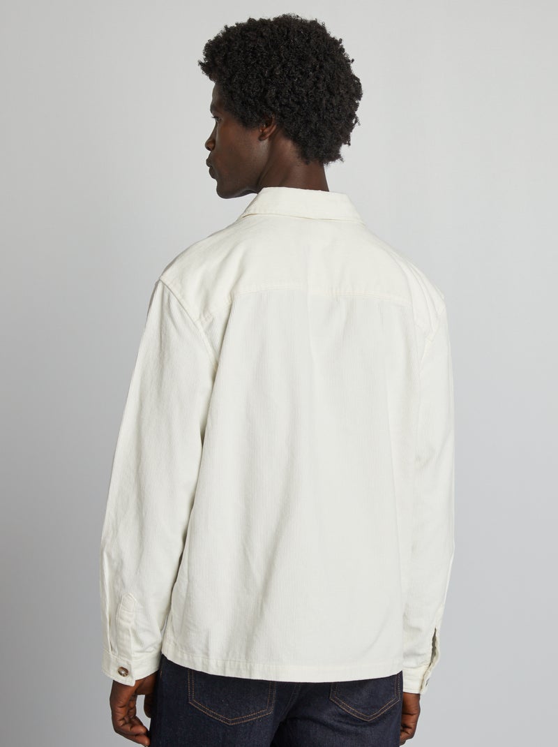 Camisa casaco regular em veludo BRANCO - Kiabi