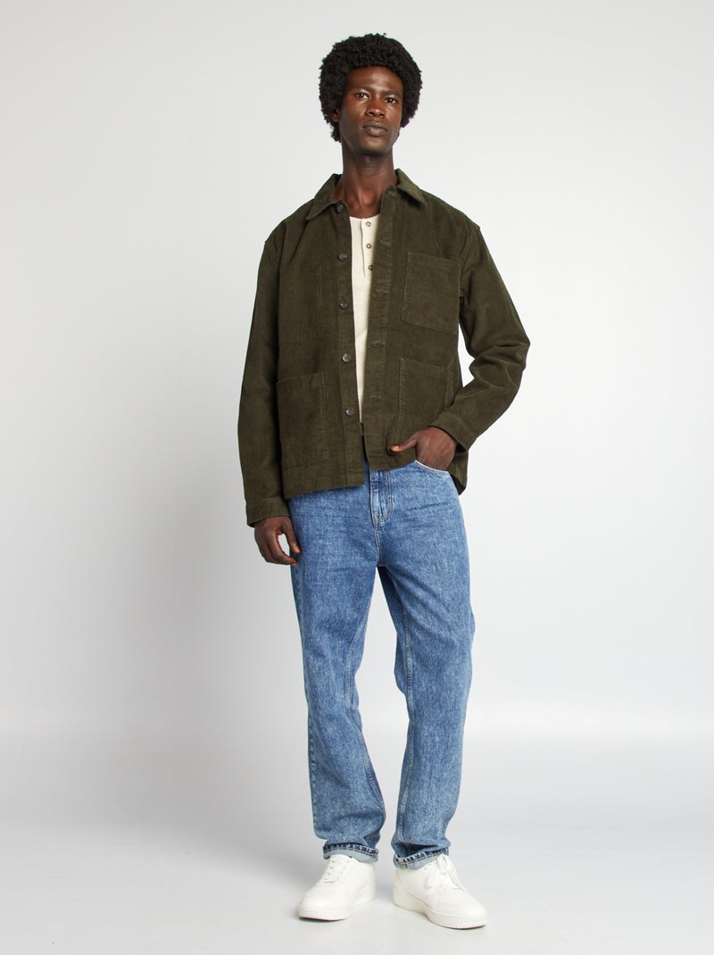 Camisa casaco regular em veludo CAQUI - Kiabi