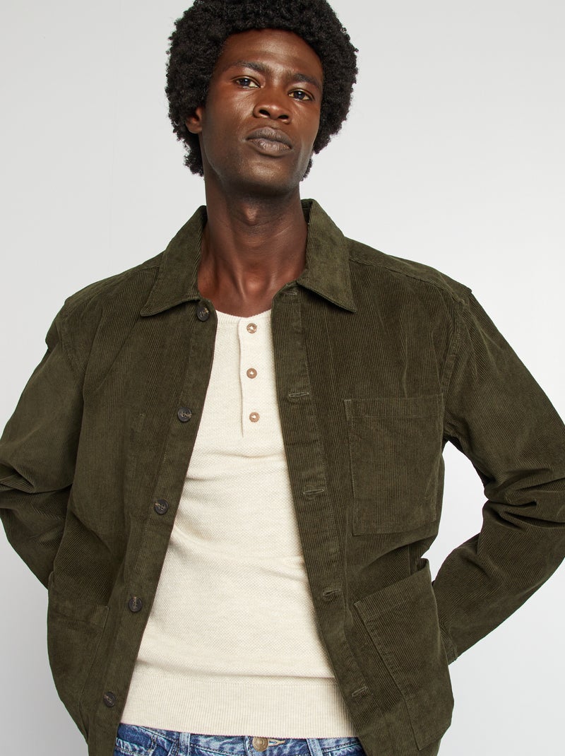 Camisa casaco regular em veludo CAQUI - Kiabi