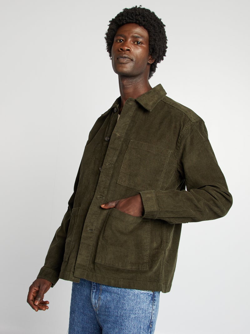 Camisa casaco regular em veludo CAQUI - Kiabi