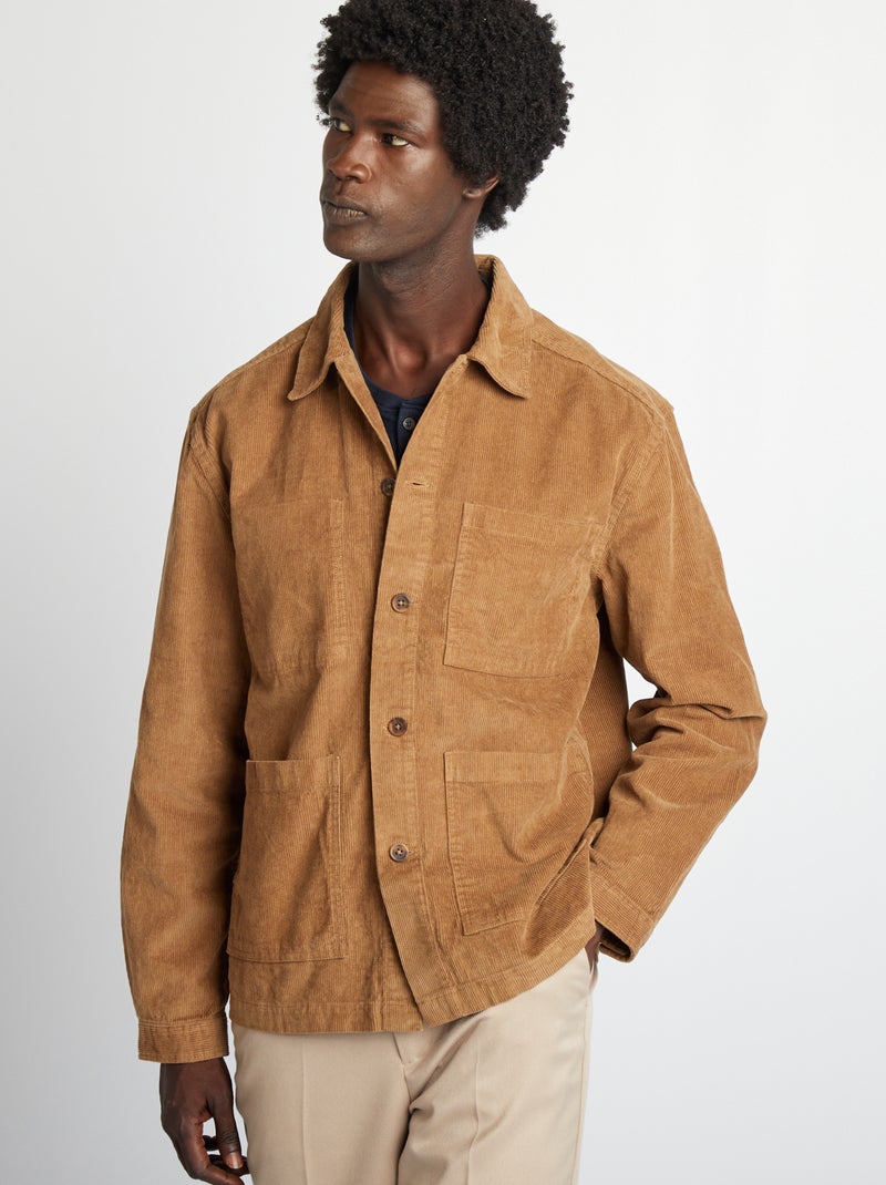 Camisa casaco regular em veludo CASTANHO - Kiabi