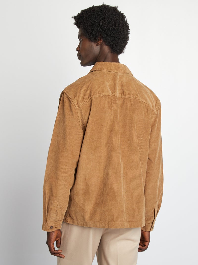 Camisa casaco regular em veludo CASTANHO - Kiabi