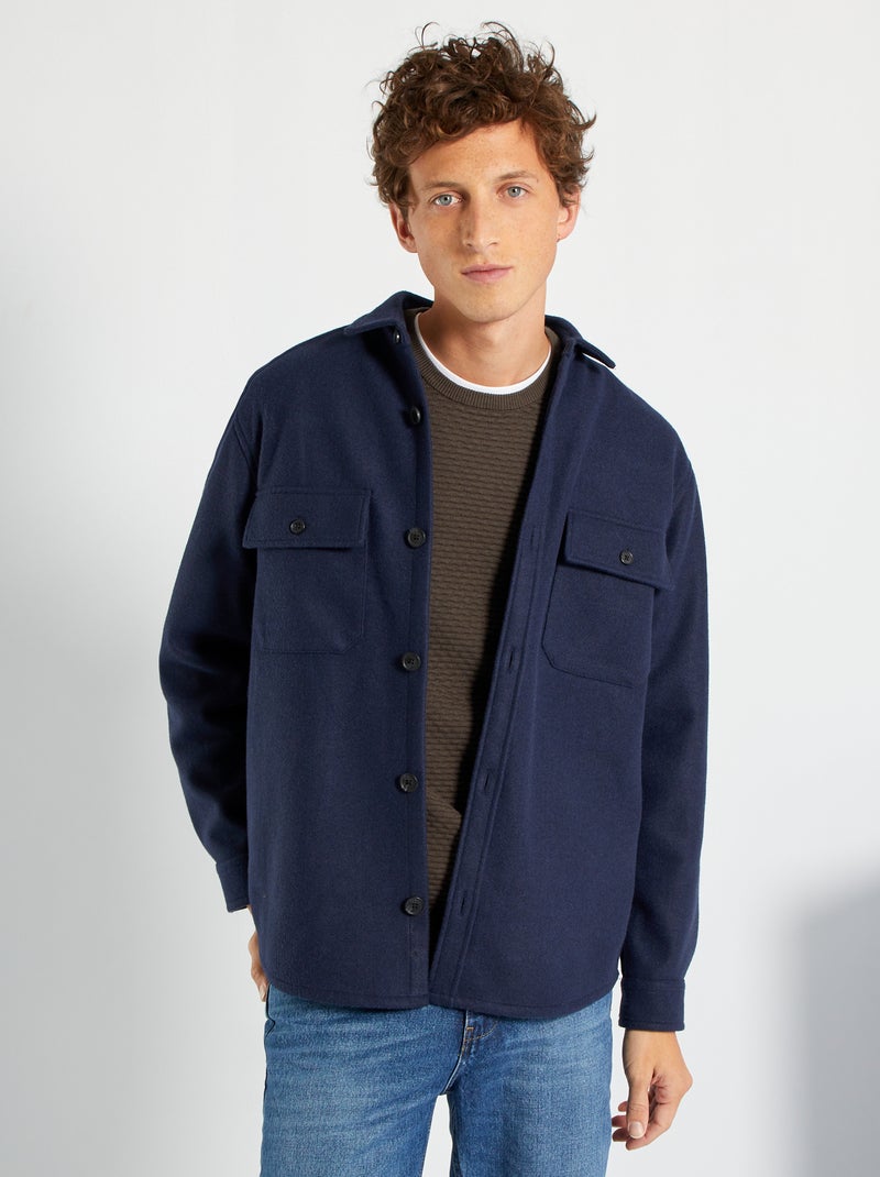Camisa-casaco tipo lã Azul - Kiabi
