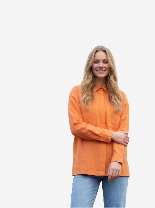 Camisa casual abotoada em mistura de linho com bolso my fashion - Kiabi Camisa casual abotoada em mistura de linho com bolso my fashion - Kiabi