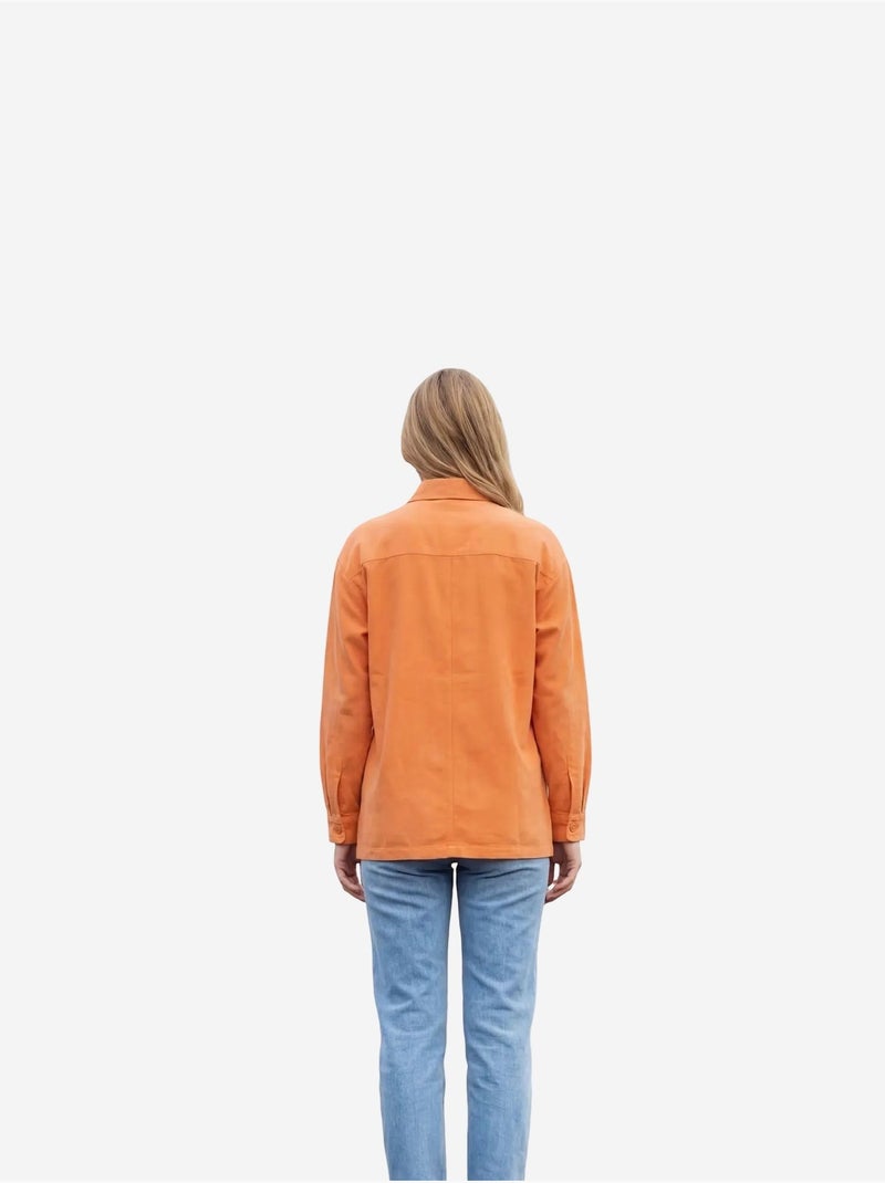Camisa casual abotoada em mistura de linho com bolso my fashion Vermelho tijolo - Kiabi