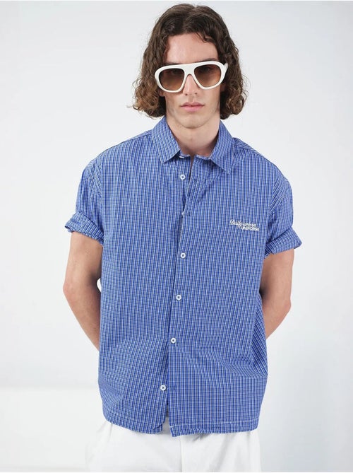 Camisa casual aos quadrados com botões e mangas curtas giesto - Kiabi