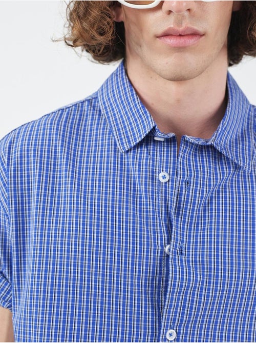 Camisa casual aos quadrados com botões e mangas curtas giesto - Kiabi