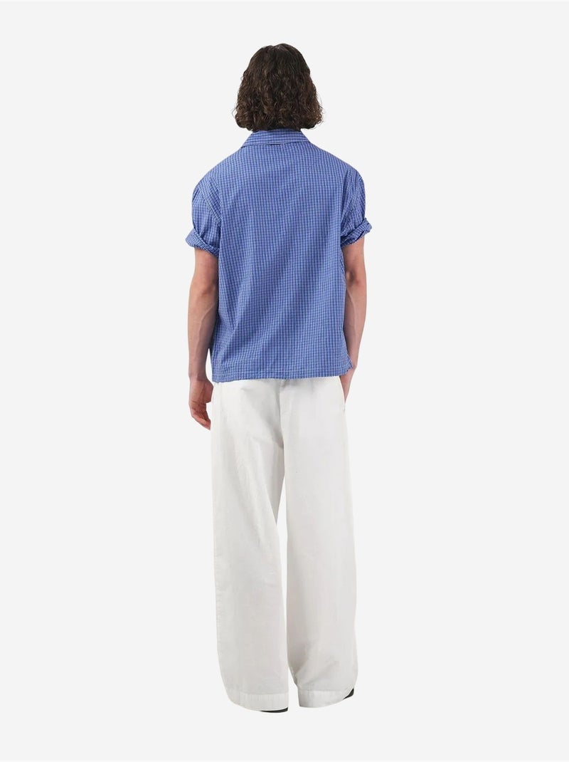 Camisa casual aos quadrados com botões e mangas curtas giesto Azul-elétrico - Kiabi