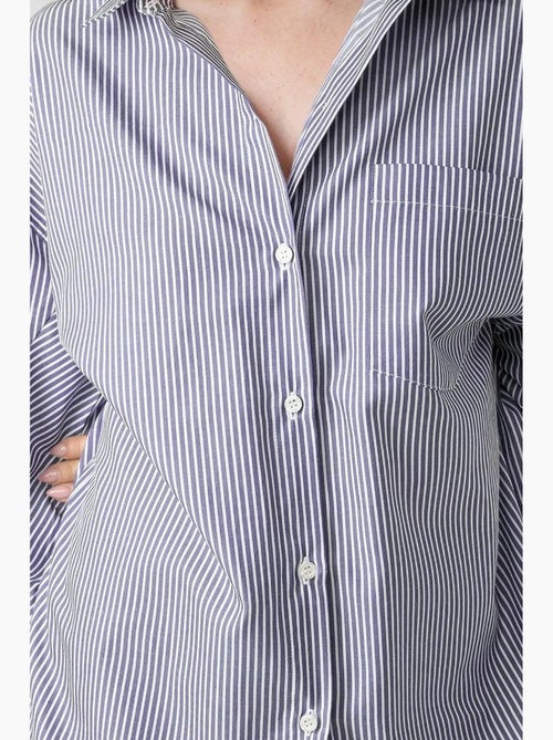 Camisa casual às riscas oversize hiccup - Kiabi Camisa casual às riscas oversize hiccup - Kiabi
