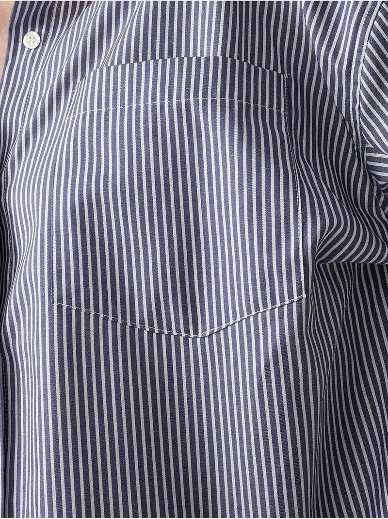 Camisa casual às riscas oversize hiccup Azul-pastel - Kiabi