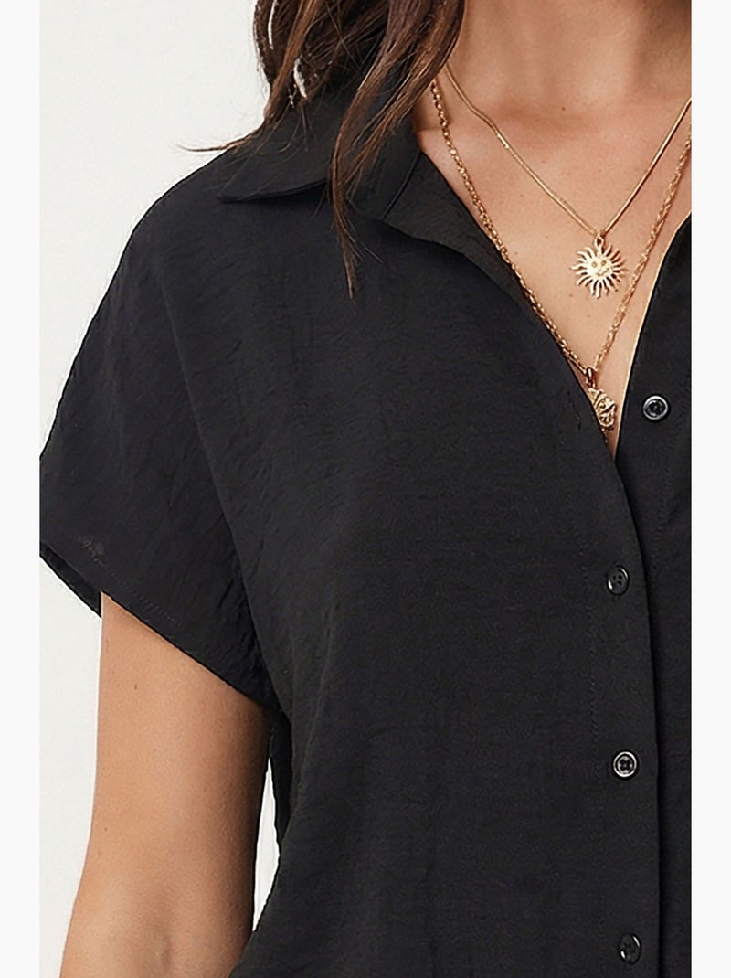 Camisa casual com botões istanbul Preto - Kiabi