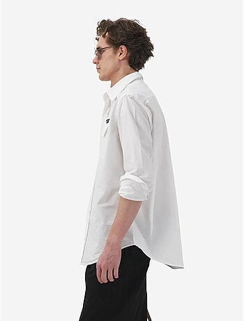 Camisa casual de algodão de manga comprida com bolso giesto