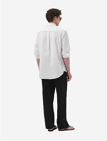Camisa casual de algodão de manga comprida com bolso giesto