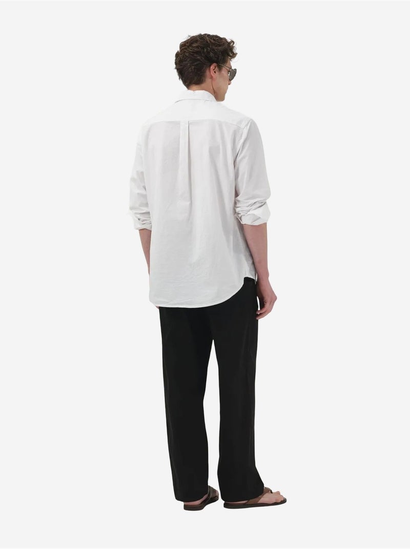 Camisa casual de algodão de manga comprida com bolso giesto Branco - Kiabi