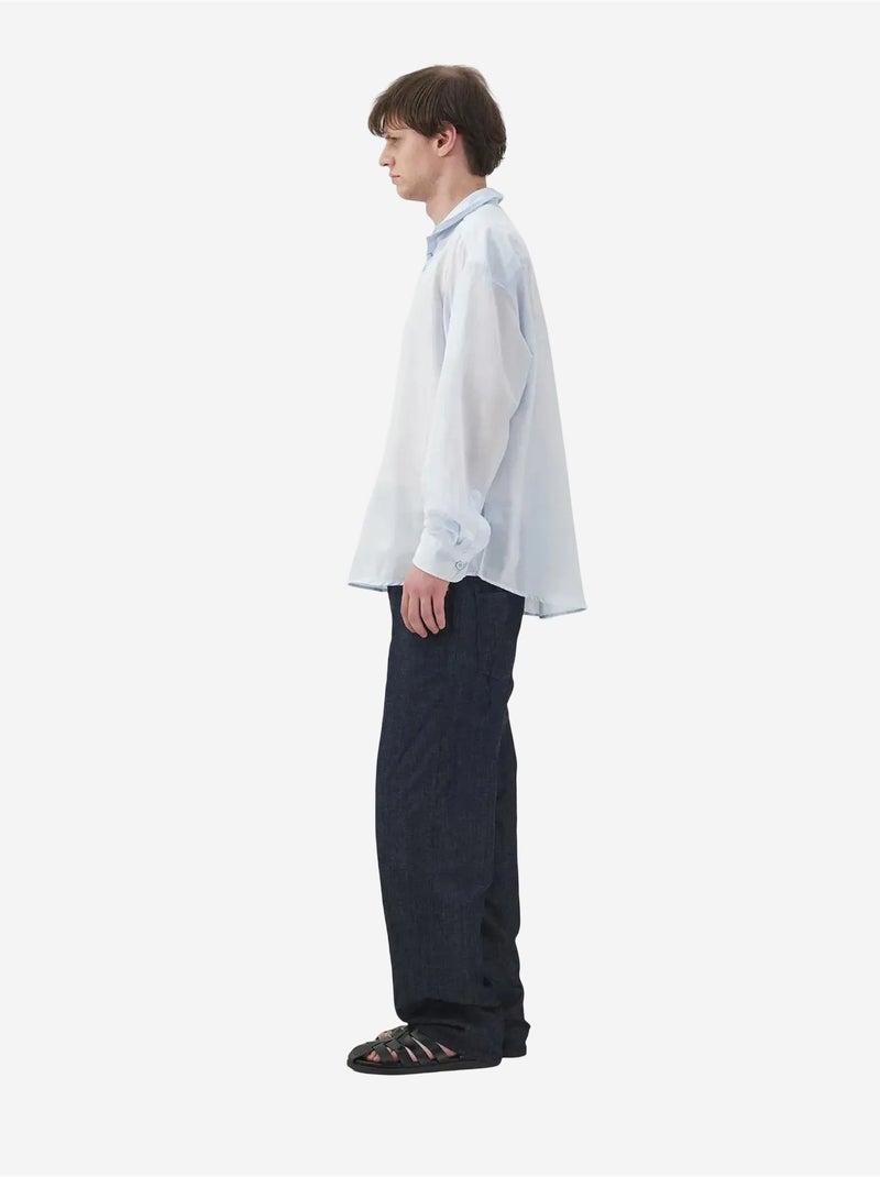 Camisa casual de manga comprida de corte descontraído com detalhe de nó giesto Azul-pastel - Kiabi