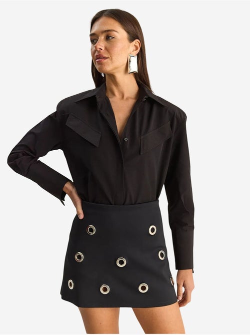 Camisa casual de popelina de manga comprida com botões e bolso lucci - Kiabi Camisa casual de popelina de manga comprida com botões e bolso lucci - Kiabi