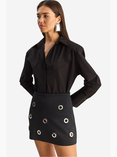 Camisa casual de popelina de manga comprida com botões e bolso lucci - Kiabi Camisa casual de popelina de manga comprida com botões e bolso lucci - Kiabi