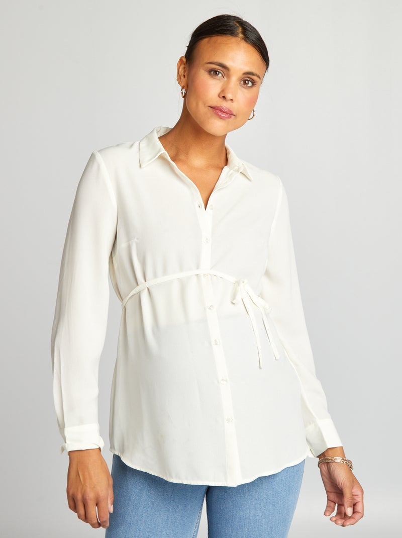 Camisa cintada de grávida Branco - Kiabi