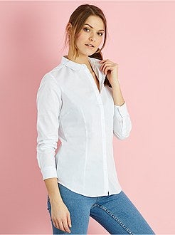 Camisa cintada em popelina elástica - Kiabi