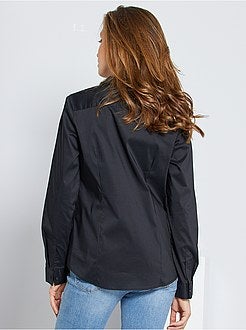 Camisa cintada em popelina elástica - Kiabi