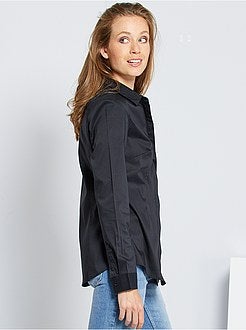 Camisa cintada em popelina elástica - Kiabi