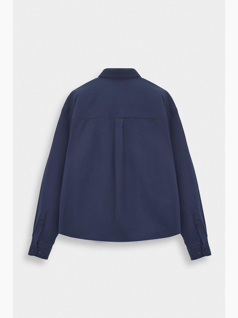 Camisa clássica de algodão giesto Azul-marinho - Kiabi