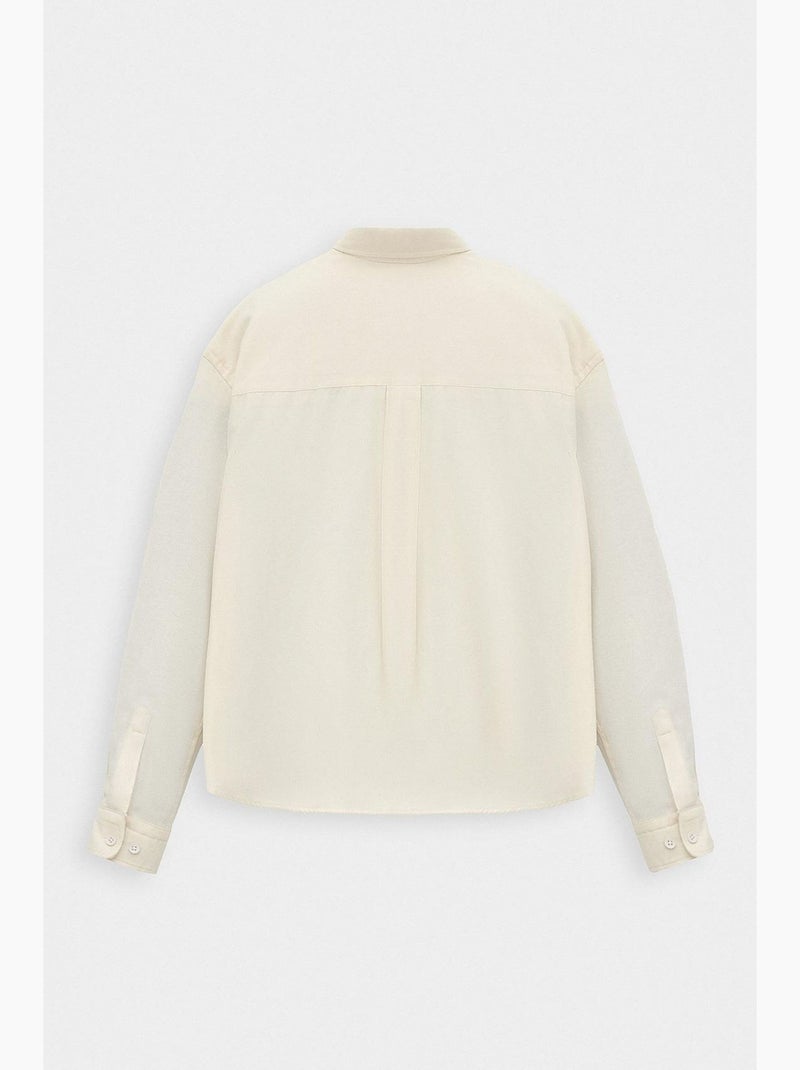 Camisa clássica de algodão giesto Creme - Kiabi