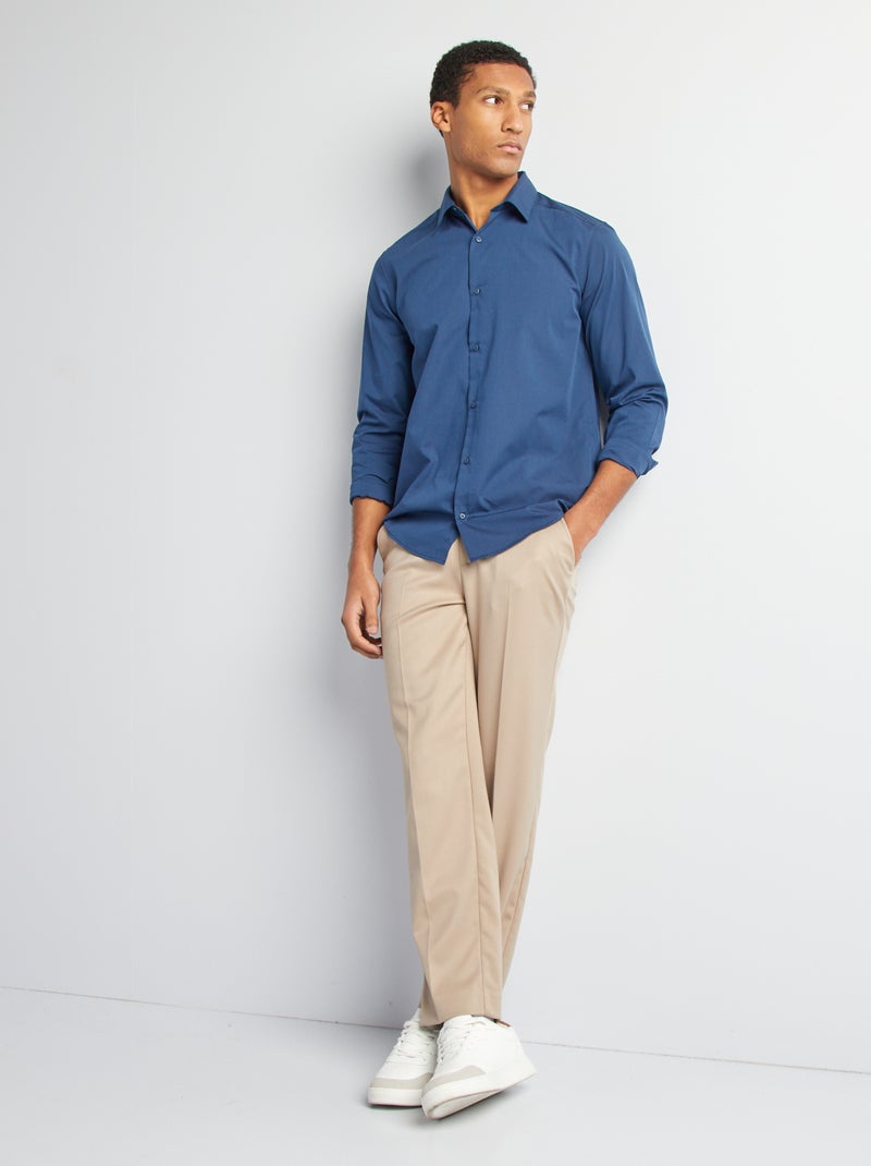 Camisa clássica lisa AZUL - Kiabi