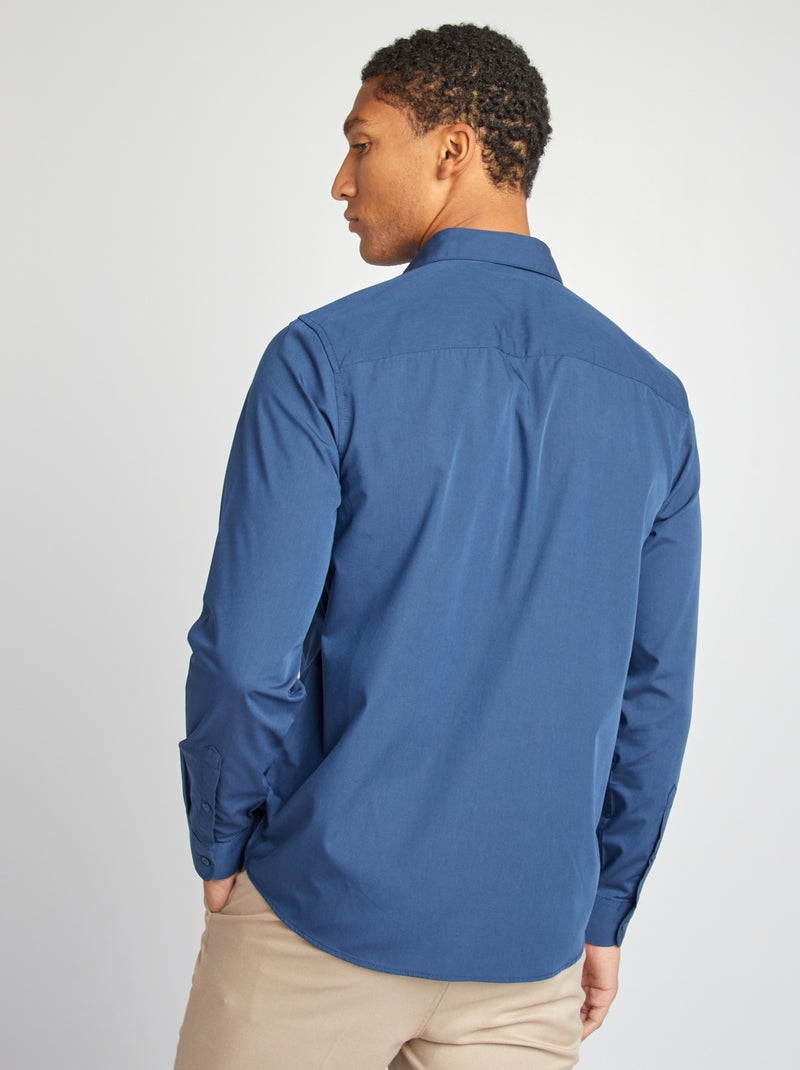 Camisa clássica lisa AZUL - Kiabi