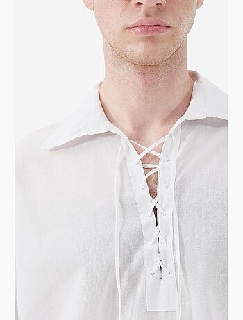 Camisa com atilho frontal em popelina de algodão para homem giesto