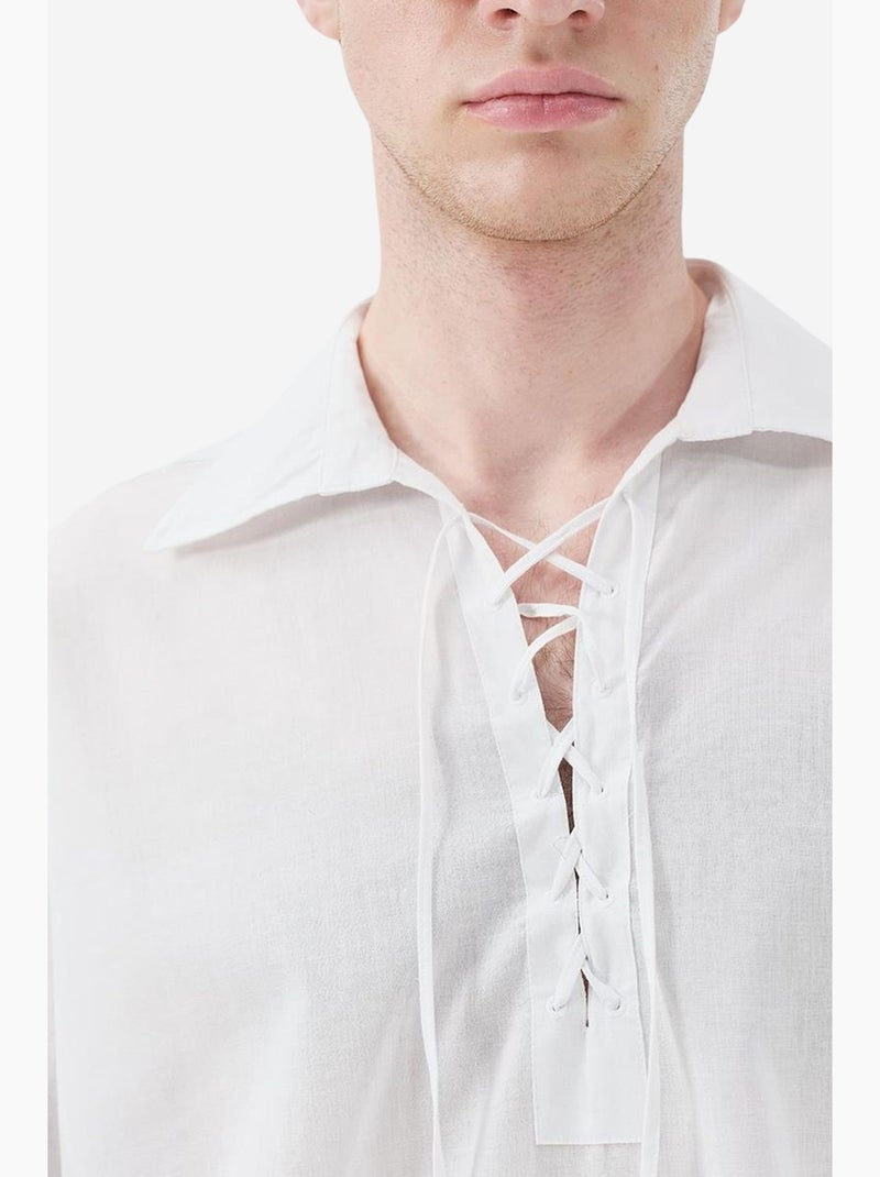 Camisa com atilho frontal em popelina de algodão para homem giesto Branco sujo - Kiabi